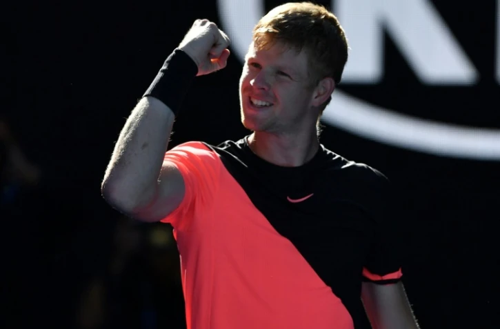 Le Britannique Kyle Edmund tombeur du Bulgare Grigor Dimitrov en quart de finale de l'Open d'Australie, le 23 janvier 2018 à Melbourne