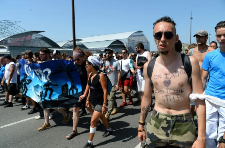 Marche à Nantes, le 29 juin 2019, en mémoire de Steve Maia Caniço, disparu pendant la fête de la musique, au cours de laquelle des personnes sont tombées dans la Loire après une opération policière