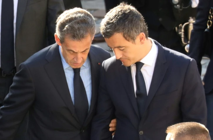 Nicolas Sarkozy et Gérald Darmanin aux obsèques de Charles Aznavour en 2018