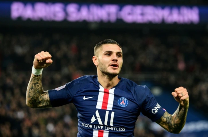 L'attaquant argentin du PSG Mauro Icardi buteur contre l'Olympique de Marseille le 27 octobre 2019 au Parc des Princes