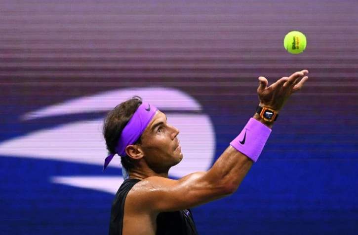 L'Espagnol Rafael Nadal lors de son quart de finale de l'US Open face Ă l'Argentin Diego Schwartzman, Ă Flushing Meadows, le 4 septembre 2019