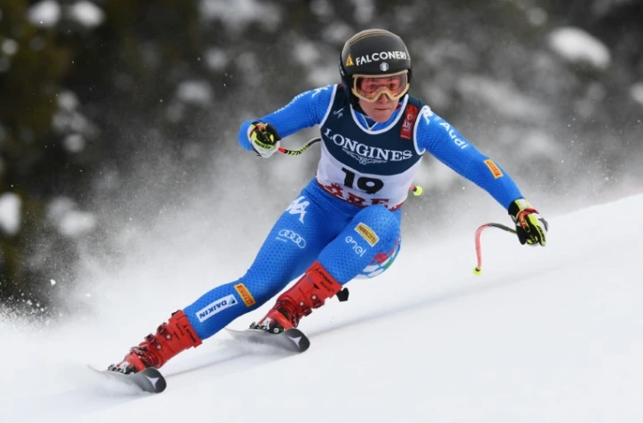 l'Italienne Sofia Goggia lors d'un entraînement pour la descente d'Are aux Mondiaux, le 7 février 2019