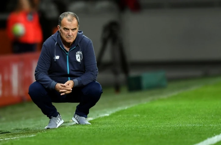 L'emblématique coach argentin de Lille Marcelo Bielsa durant la réception de Bordeaux à Villeneuve-d'Ascq, le 8 septembre 2017  