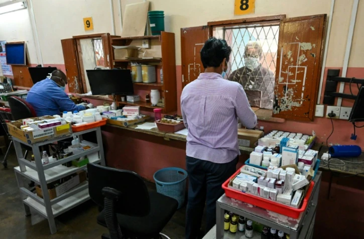 La pharmacie de l'hôpital public pour enfants Lady Ridgeway, le 21 avril 2022 à Colombo, au Sri Lanka