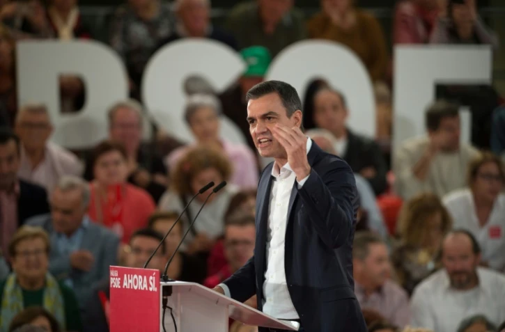 Le Premier ministre socialiste espagnol Pedro Sanchez, tête de liste du PSOE, lors d'un meeting électoral à Torremolinos le 6 novembre 2019