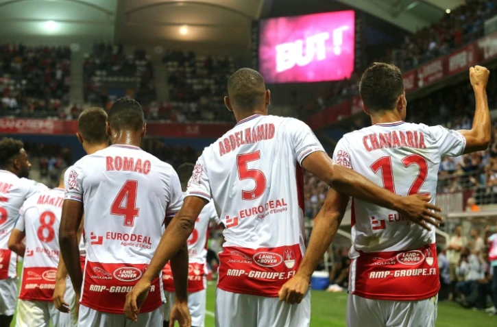 Les joueurs de Reims vainqueurs de Lyon en ouverture de la 2e journée de L1 le 17 août 2018