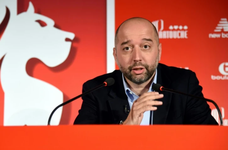 Le repreneur de Lille Gérard Lopez en conférence de presse au centre d'entraînement du LOSC à Camphin-en-Pévèle, le 13 janvier 2017