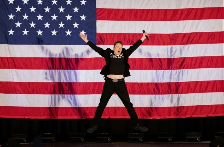 Elon Musk lors d'un événement de soutien à Donald Trump, à Oaks, en Pennsylvanie (Etats-Unis), le 18 octobre 2024