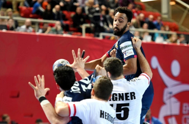 Timothey N'Guessan lors du match de la France face à l'Autriche, à l'Euro de handball, e 14 janvier 2018 à Porec