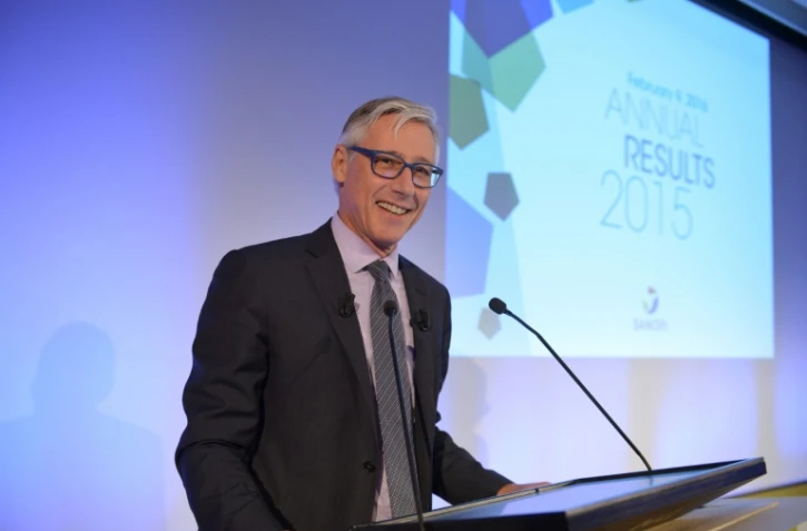 Le directeur général de Sanofi, Olivier Brandicourt, lors de la présentation des résultats 2015 au siège du groupe, à Paris, le 9 février 2016
