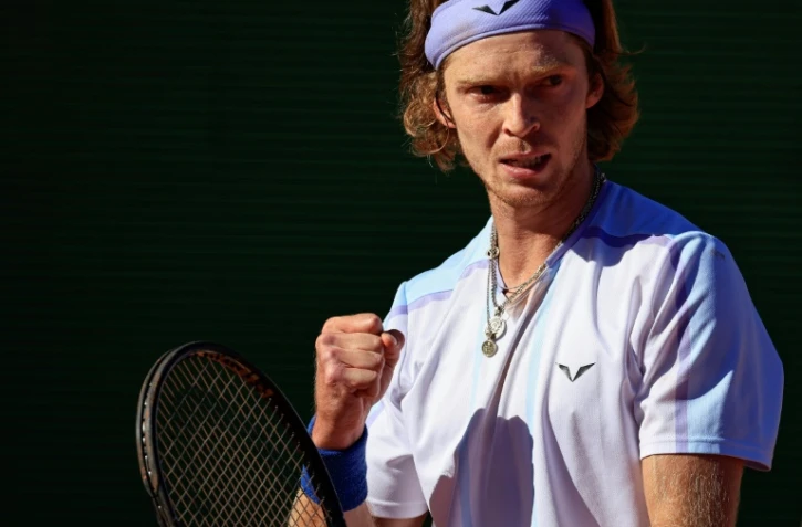 Le Russe Andrey Rublev en finale du tounoi de Monte-Carlo contre le Danois Holger Rune, le 16 avril 2023 