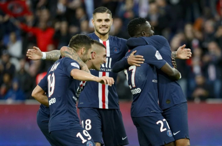 Le joueur du PSG Idrissa Gueye (2d) buteur lors de la victoire à domicile 4-0 sur Angers en 9e journée de L1 le 5 octobre 2019