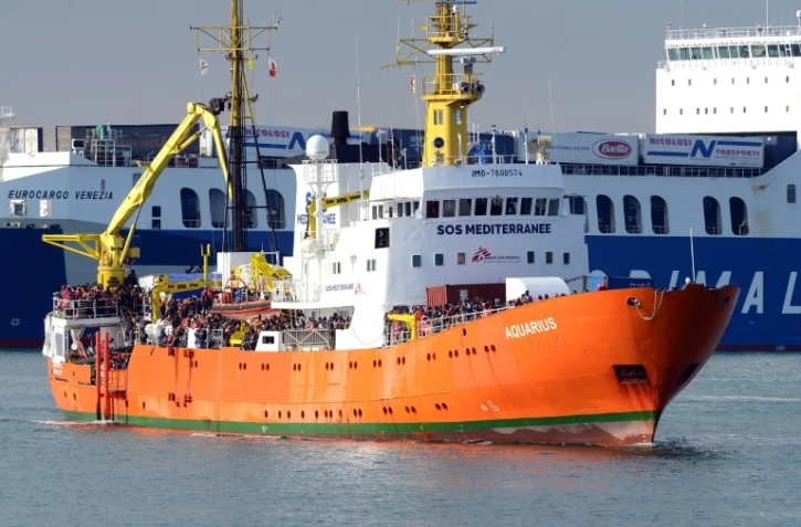 Le navire Aquarius dans le port de Catane en Sicile le 21 mars 2017