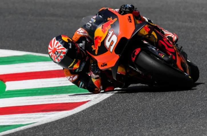 Le pilote français Johann Zarco au guidon de sa KTM lors des qualifs pour le GP d'Italie, sur le circuit de Mugello, le 1er juin 2019