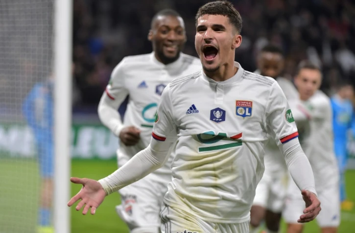 Le milieu de terrain de l'OL Houssem Aouar, auteur du but de la victoire face à Marseille, en quart de finale de Coupe de France, le 12 février 2020 à Lyon