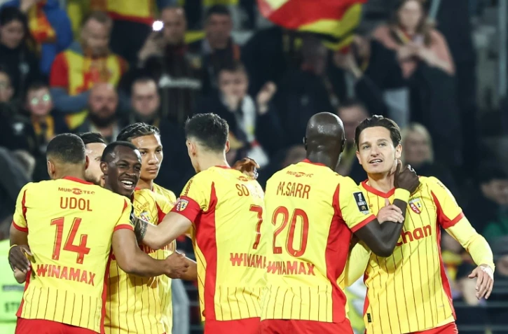 Les joueurs lensois lors du match de Ligue 1 entre Lens et Angers au stade Bollaert-Delelis le 20 mars 2026
