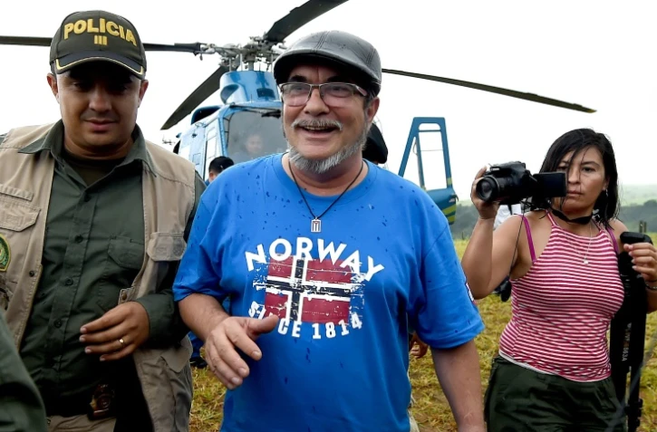 Le chef suprême des Farc, Rodrigo Londoño, le 26 juin 2017 à Buena Vista, dans la municipalité colombienne de Mesetas