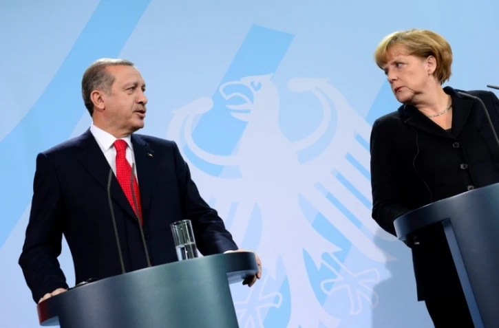 La chancelière allemande Angela Merkel et le président turc Recep Tayyip Erdogan lors d'une conférence de presse, le 31 octobre 2012 à Berlin