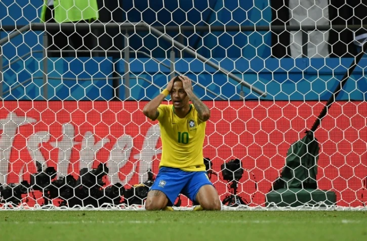 Neymar lors de l'élimination du Brésil par la Belgique en quarts de finale du Mondial le 6 juillet 2018 à Kazan