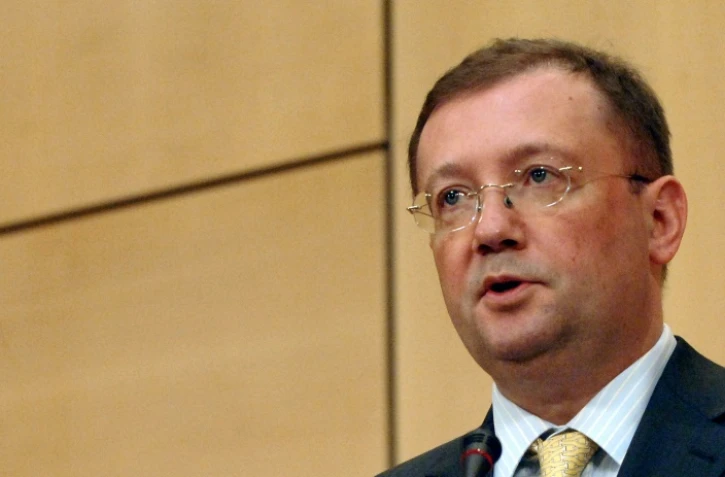 Alexander Yakovenko, alors vice ministre russe des affaires étrangères lors d'une allocution, le 20 juin 2006 à Genève 