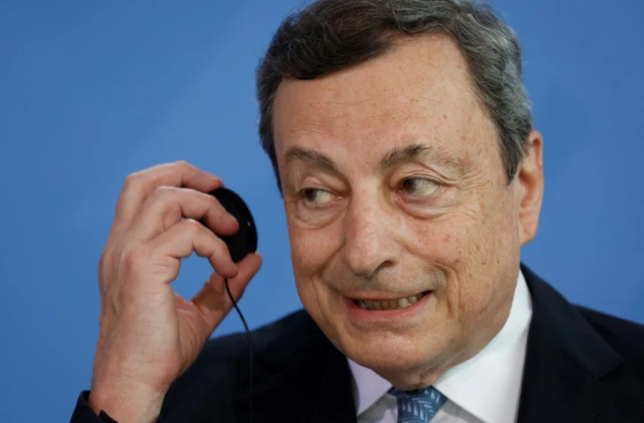 Le chef du gouvernement italien Mario Draghi lors d'une conférence de presse à Berlin, le 21 juin 2021 