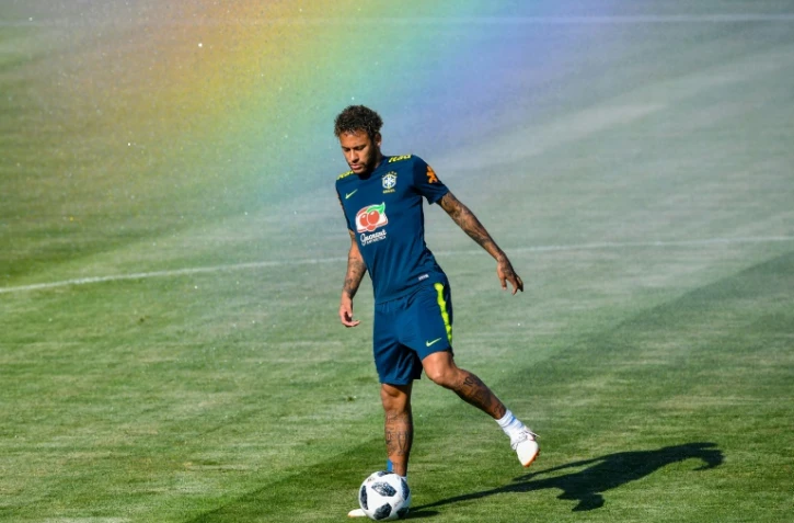 La star du Brésil Neymar lors d'un entraînement, le 14 juin 2018 à Sotchi