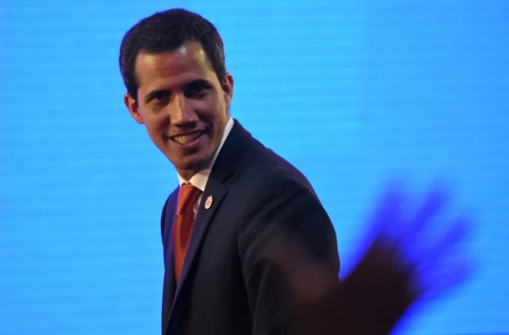 L'opposant vénézuélien et président autoproclamé Juan Guaido lors du Forum vénézuélien de l'industrie pétrolière à Caracas, le 15 février 2019