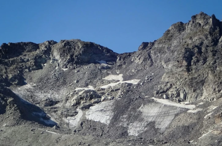 Le glacier Pizol, évaporé sous l'effet du réchauffement climatique, le 4 septembre 2019, sur la commune de Mels en Suisse