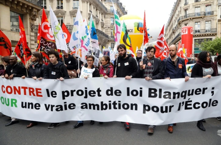Manifestation contre la loi "pour une école de la confiance", à Paris, le 4 avril 2019