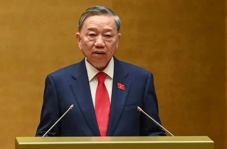 Le président vietnamien To Lam prononce un discours après avoir prêté serment lors de la session d'été de l'Assemblée nationale à Hanoï, le 22 mai 2024