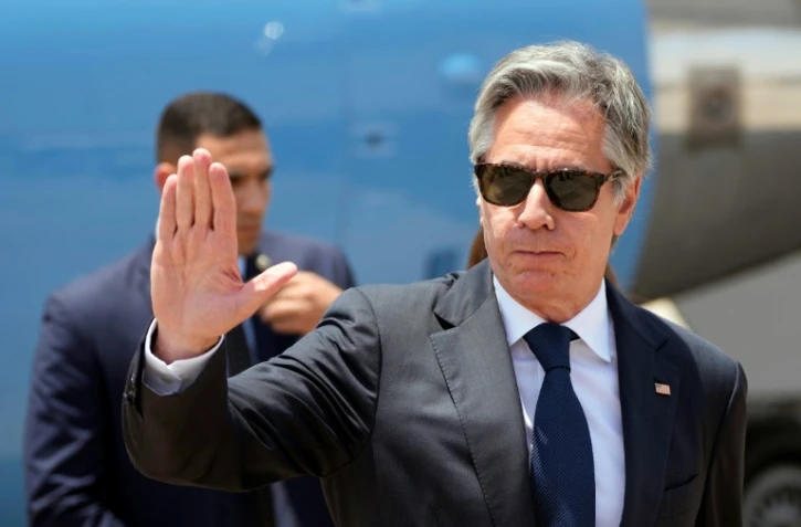 Le secrétaire d'Etat américain Antony Blinken arrive à l'aéroport du Caire, le 10 juin 2024