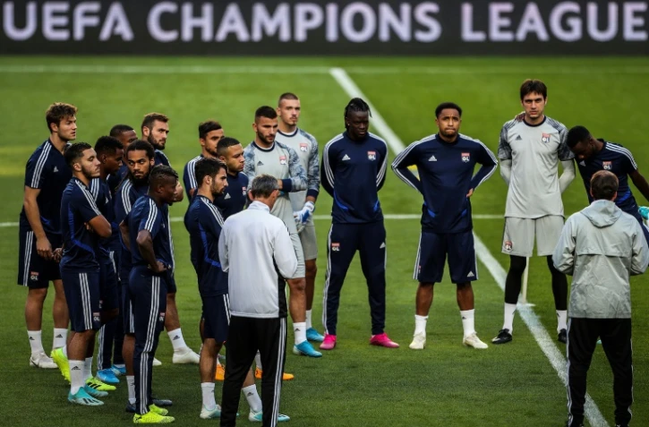 Les joueurs de Lyon à l'entraînement, le 22 octobre 2019 à Lisbonne