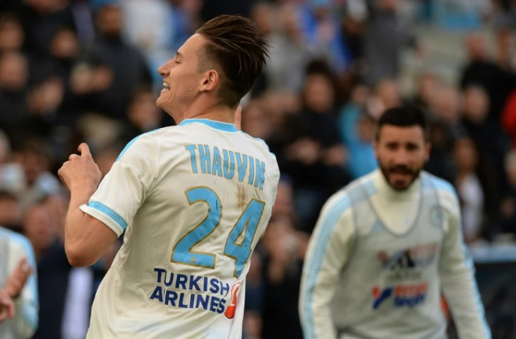 Le milieu Florian Thauvin apporte le but égalisateur aux Marseillais face à Nantes au Vélodrome, le 24 avril 2016