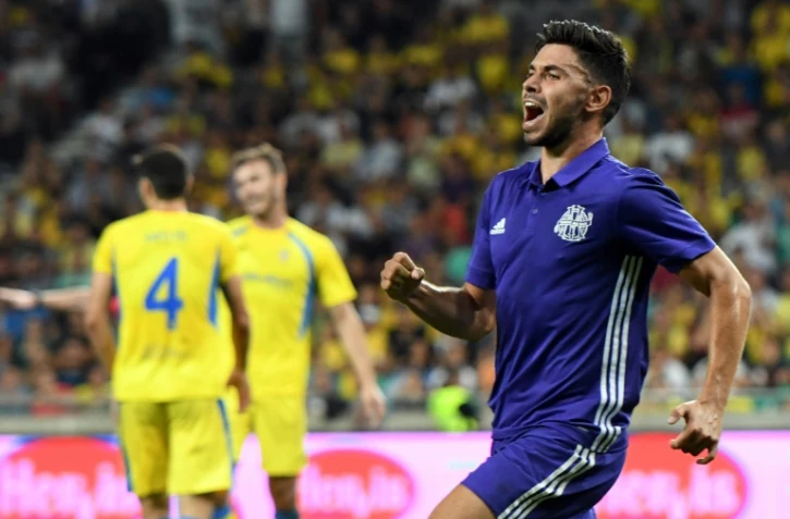 Morgan Sanson a assuré l'égalisation pour Marseille contre le NK Domzale en barrage aller d'Europa League, le 17 août 2017 à Ljubljana