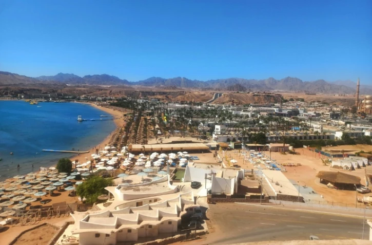 La ville de Charm el-Cheikh, sur la mer Rouge, où des pourparlers entre responsables israéliens et du Hamas se déroulent, le 7 octobre 2025 en Egypte