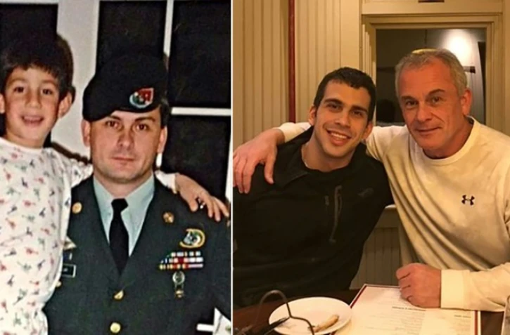 Michael Taylor, à droite sur les deux images, et son fils Peter, à gauche dans les deux images, sur des photos transmises en mars 2021 par Rudy Michael Taylor