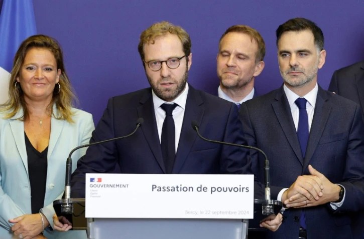 Antoine Armand, nouveau ministre de l'Economie et de l'Industrie, lors de la passation de pouvoirs à Paris le 22 septembre 2024