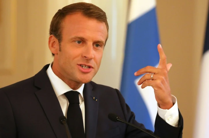 Emmanuel Macron donne une conférence de presse à Helsinki, le 30 août 2018