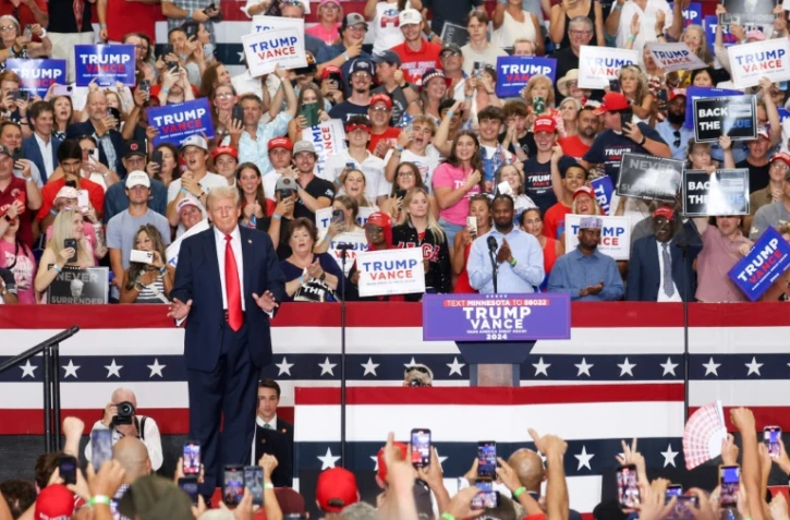 Donald Trump, lors d'un meeting de campagne dans le Minnesota, le 27 juillet 2024