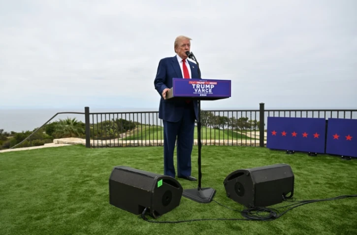 L'ancien président des États-Unis et candidat républicain à l'élection présidentielle Donald Trump lors d'une conférence de presse à Rancho Palos Verdes, Californie, le 13 septembre 2024