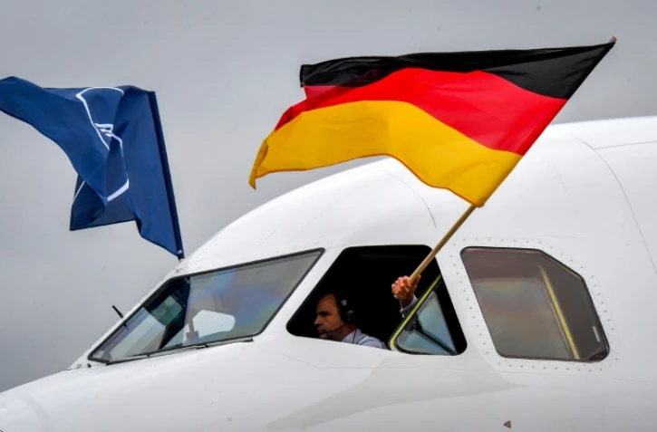 L'avion transportant les champions du monde allemands s'est posé à l'aéroport international de Vnoukovo, près de Moscou, le 12 juin 2018 