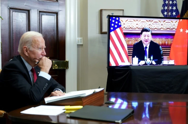 Les présidents américain Joe Biden et chinois Xi Jinping lors d'un précédent sommet virtuel, le 15 novembre 2021