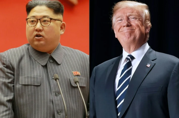 Cette combinaison créée le 9 mars 2018 montre le dirigeant nord-coréen Kim Jong Un et le président américain Donald Trump, qui se rencontreront pour un sommet historique le 12 juin à Singapour. La photo du dirigeant nord-coréen a été fournie par l'agence officielle KCNA le 24 décembre 2017