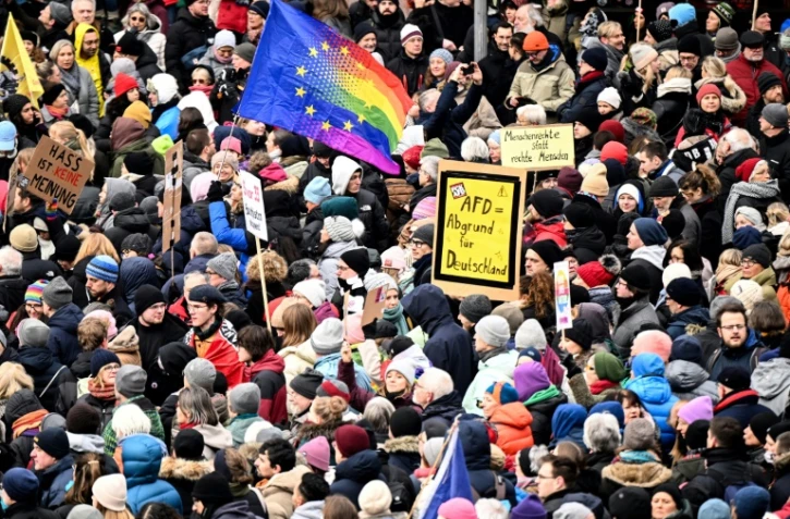 Manifestation contre l'extrĂŞme droite le 20 janvier 2024 Ă Fracnfort, en Allemagne
