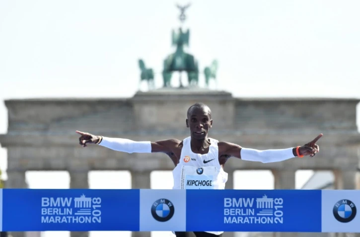Eliud Kipchoge vainqueur du marathon de Berlin, record à la clé, le 16 septembre 2018