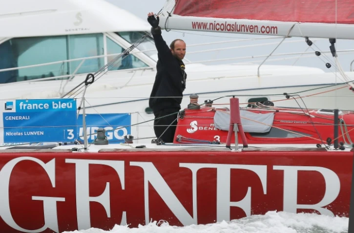 Nicolas Lunven (Generali), vainqueur de la 48e Solitaire du Figaro, le 23 juin 2017 à Dieppe