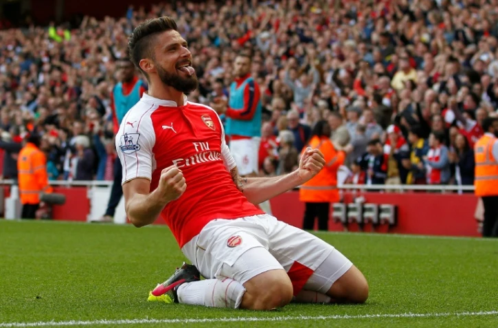 Olivier Giroud, auteur d'un triplé avec Arsenal, contre Aston Villa à l'Emirates Stadium, le 15 mai 2016