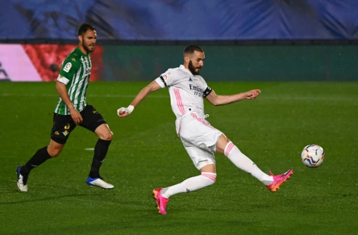 L'attaquant français du Real Madrid Karim Benzema face au Betis en Liga, le 21 avril 2021 au stade Alfredo Di Stefano