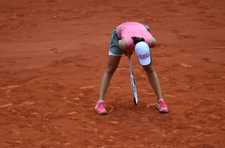 La Polonaise Iga Swiatek lors de sa défaite en quarts de finale de Roland-Garros contre Maria Sakkari, le 9 juin 2021 à Paris. 