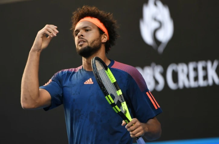 Le Français Jo-Wilfried Tsonga lors du match contre le Britannique Daniel Evans pour les quarts de finale de l'Open d'Australie, le 22 janvier 2017 à Melbourne